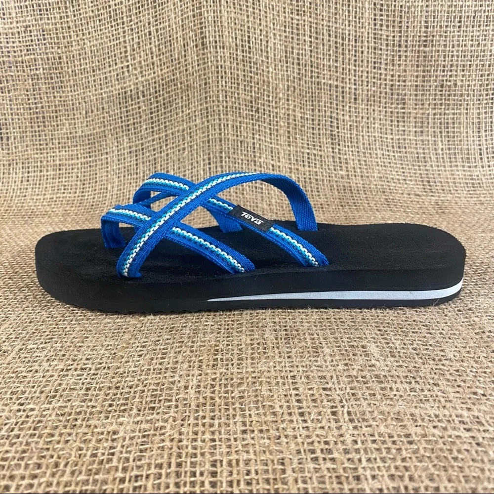 Teva sandals flip flops Blue strappy cushion Insoles Arch Support Sz  8 - Picture 4 of 12